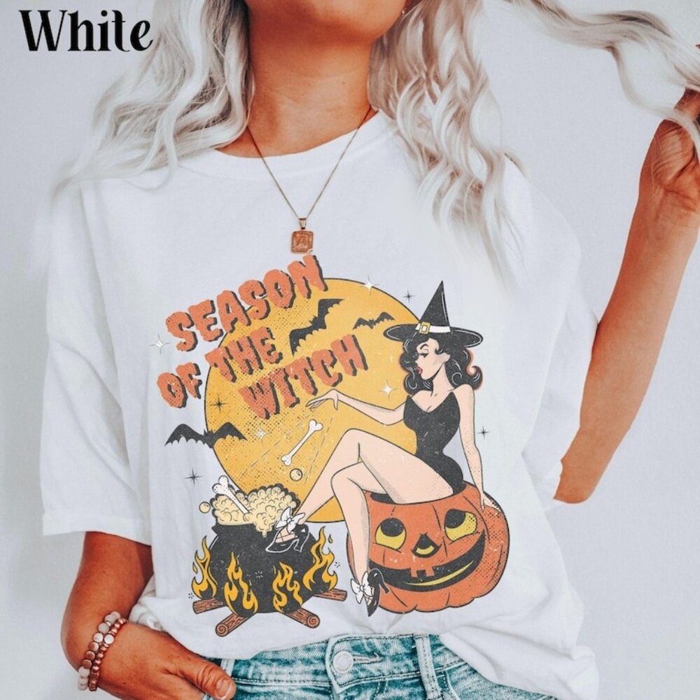 Season of the Witch Shirt Funny Vintage Halloween Tshirt Cute Retro